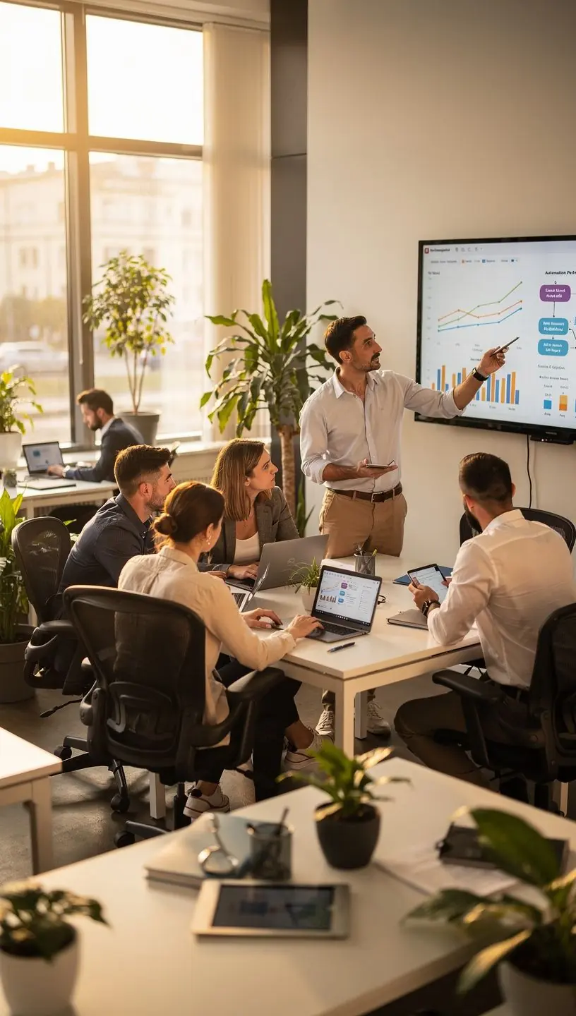 Captură de ecran cu interfața unui software de optimizare automatizată, evidențiind funcții cheie și metrici de performanță.